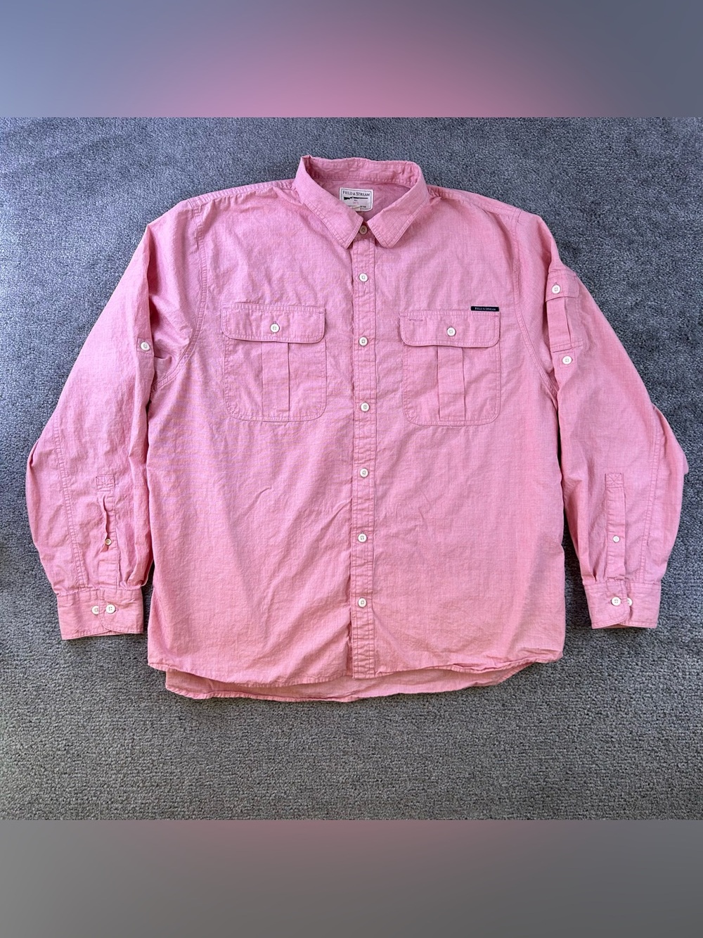 Field & Stream Mens Fishing Shirt Salmon Roll Tab Sleeve Cotton MAFWL5010 XXL